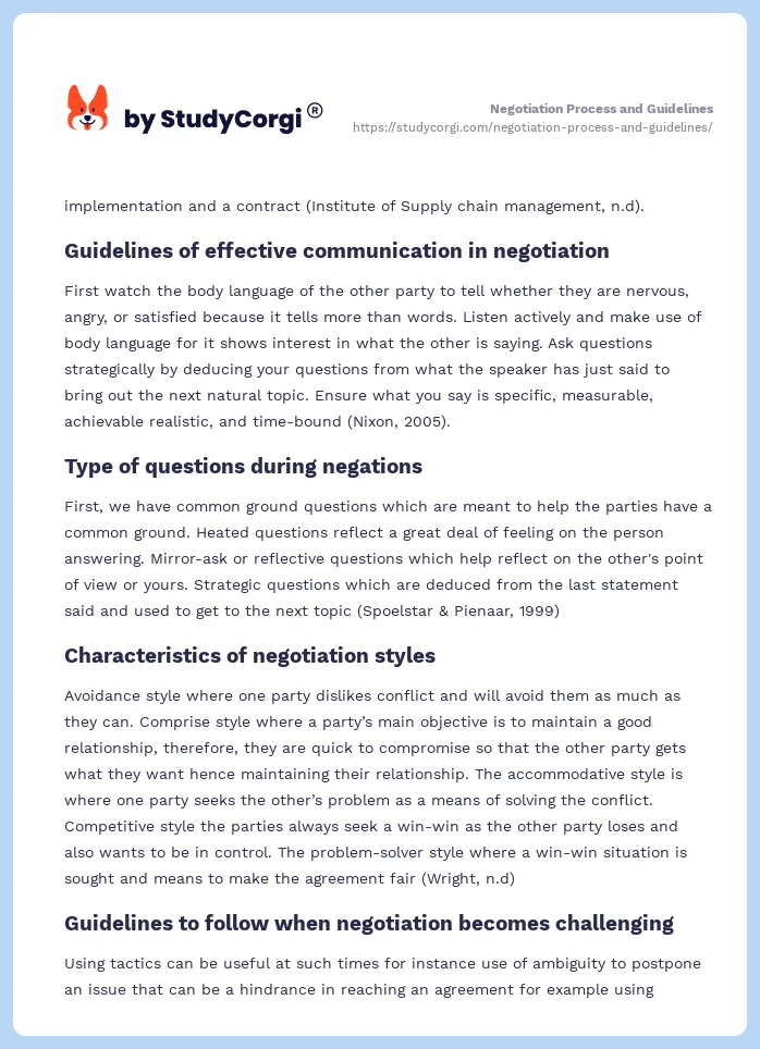 Negotiation Process and Guidelines. Page 2