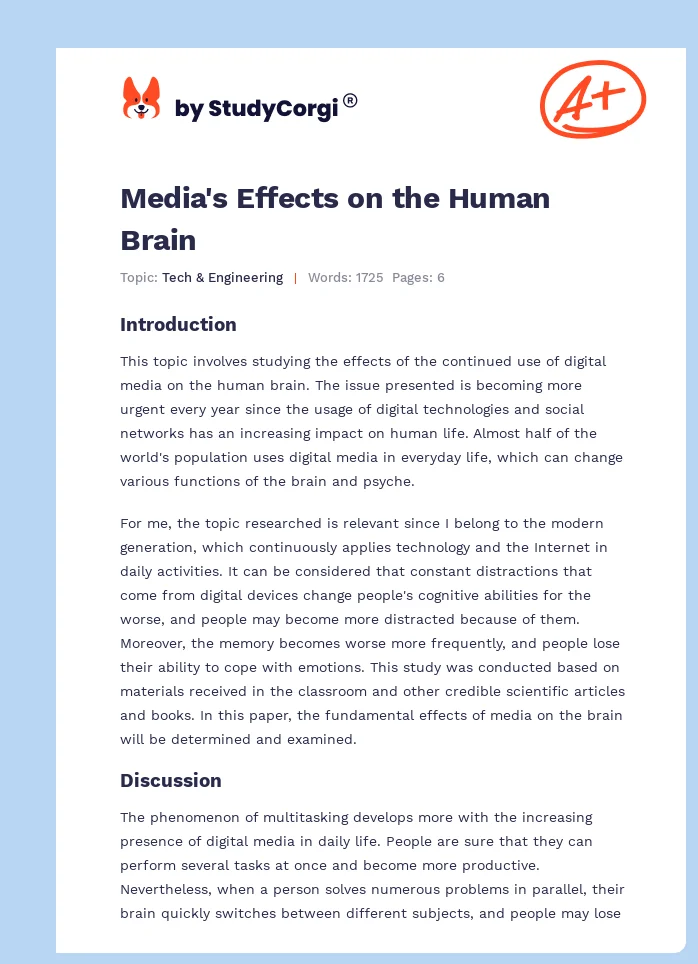 Media's Effects on the Human Brain. Page 1