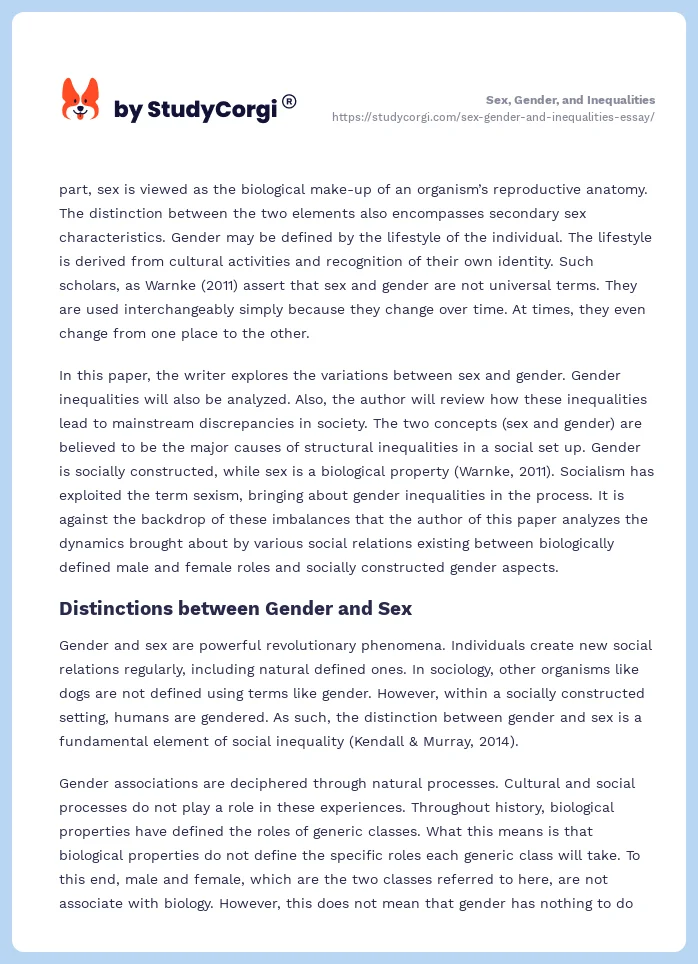 Sex, Gender, and Inequalities. Page 2