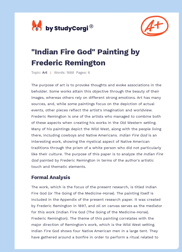 "Indian Fire God" Painting by Frederic Remington. Page 1