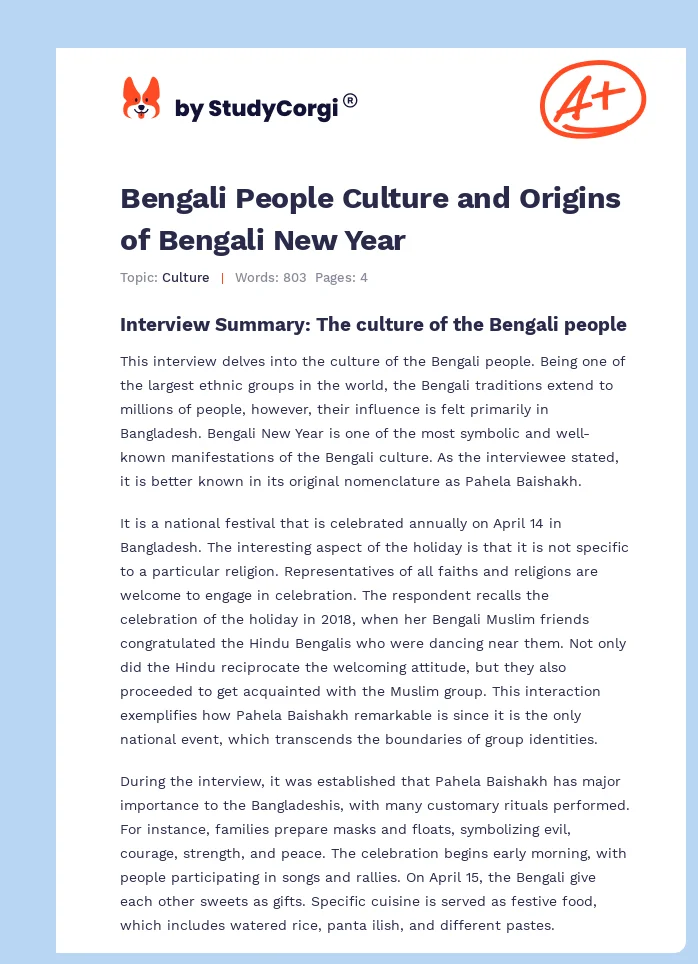Bengali People Culture and Origins of Bengali New Year. Page 1