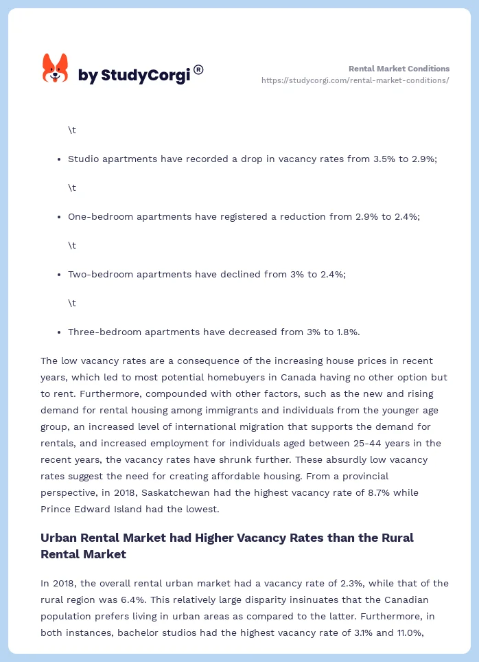 Rental Market Conditions. Page 2