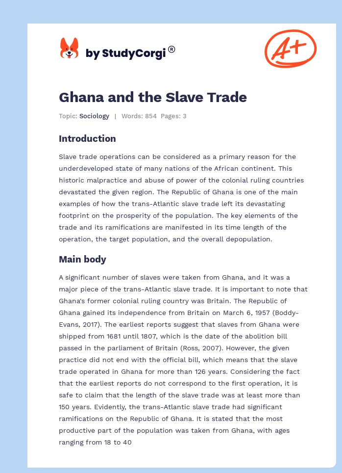 Ghana and the Slave Trade. Page 1