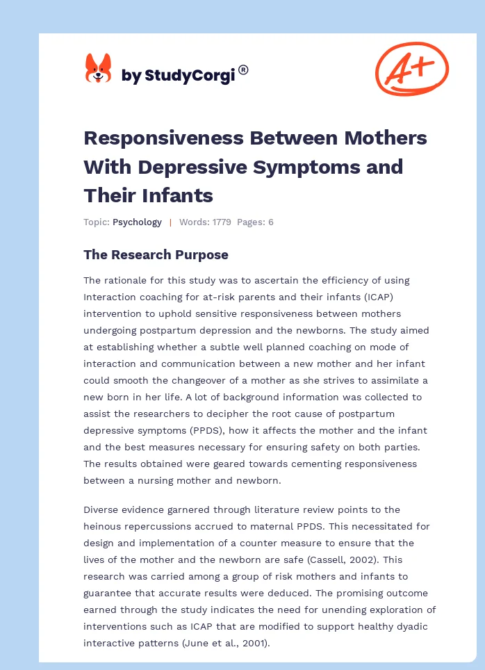 Responsiveness Between Mothers With Depressive Symptoms and Their Infants. Page 1
