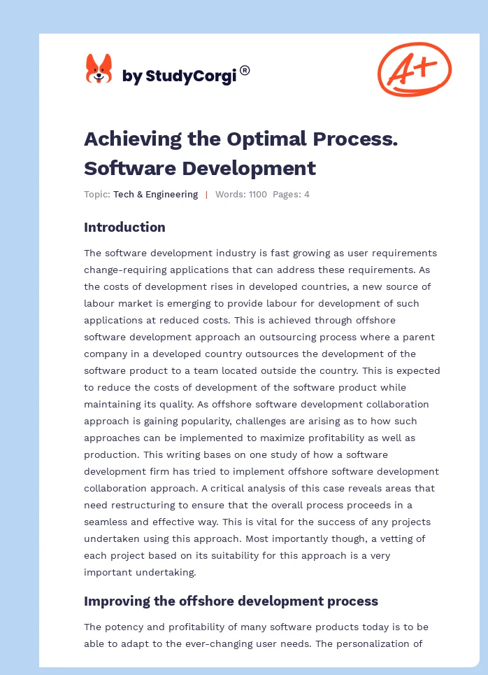 Achieving the Optimal Process. Software Development. Page 1