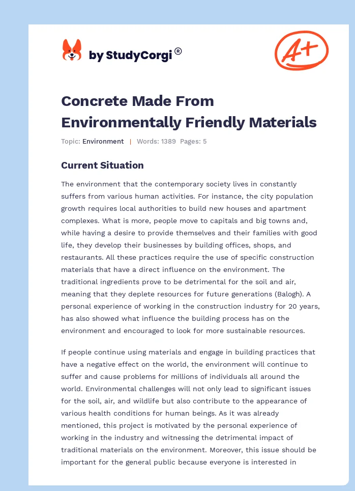 Concrete Made From Environmentally Friendly Materials. Page 1