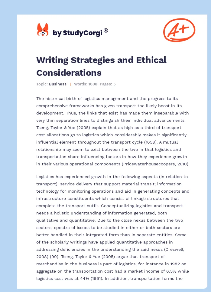 Writing Strategies and Ethical Considerations. Page 1