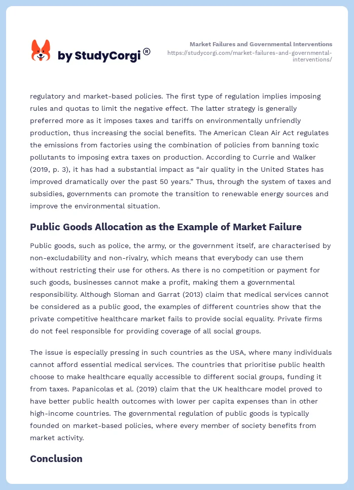 Market Failures and Governmental Interventions. Page 2