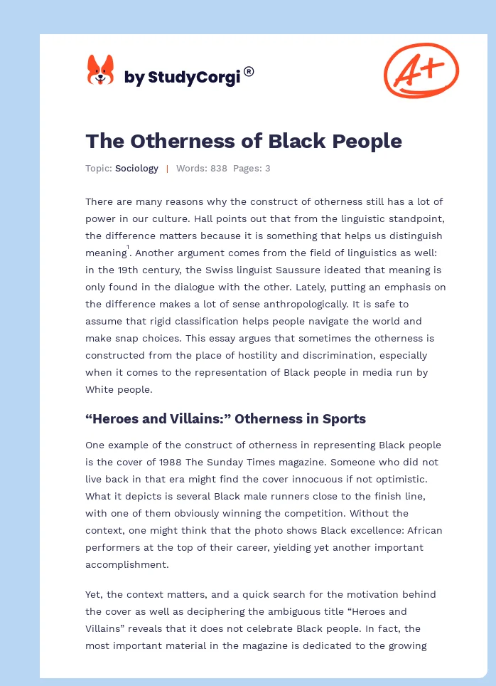 The Otherness of Black People. Page 1