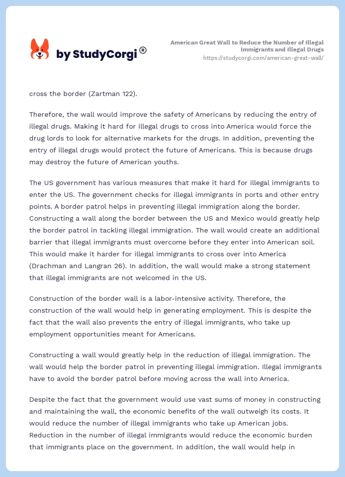American Great Wall to Reduce the Number of Illegal Immigrants and Illegal Drugs. Page 2
