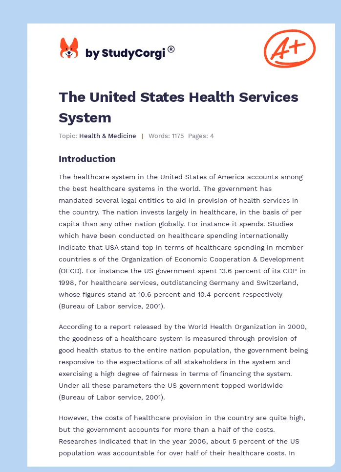 The United States Health Services System. Page 1