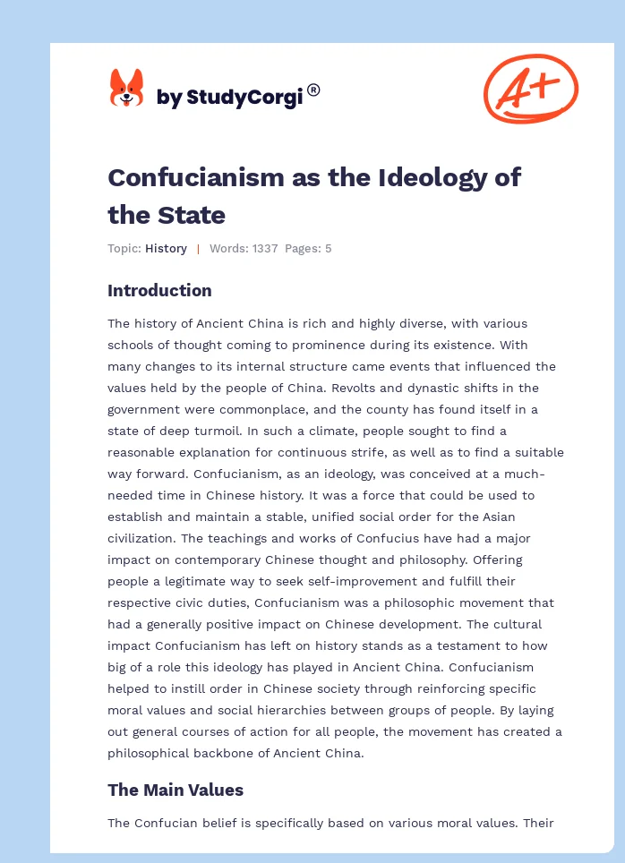 Confucianism as the Ideology of the State. Page 1