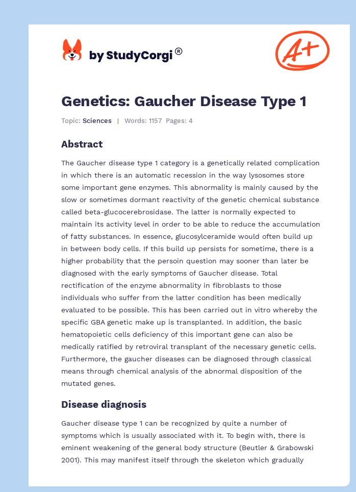 Genetics: Gaucher Disease Type 1. Page 1