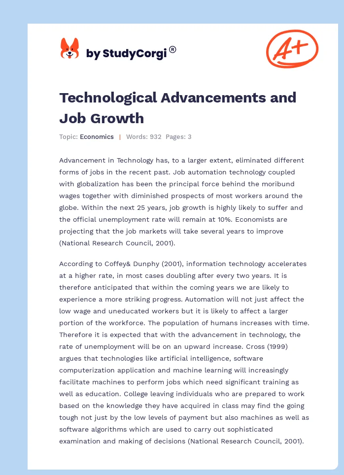 Technological Advancements and Job Growth. Page 1