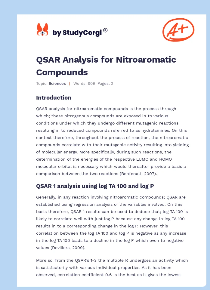 QSAR Analysis for Nitroaromatic Compounds. Page 1