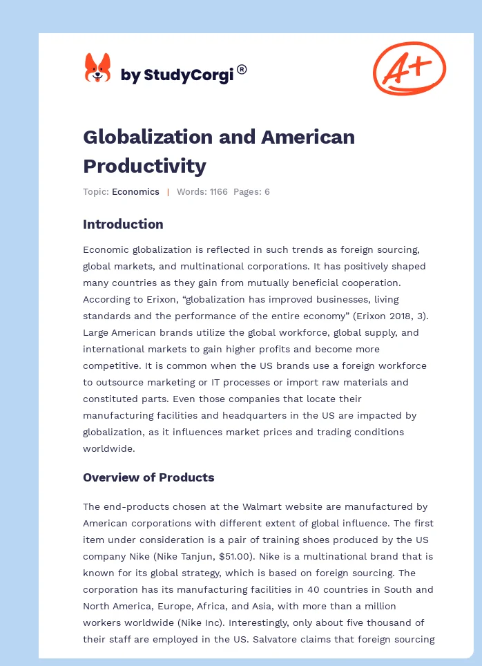 Globalization and American Productivity. Page 1