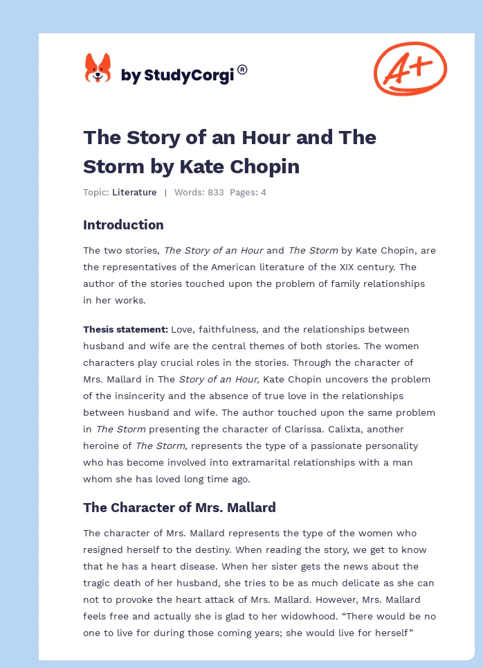 The Story of an Hour and The Storm by Kate Chopin. Page 1