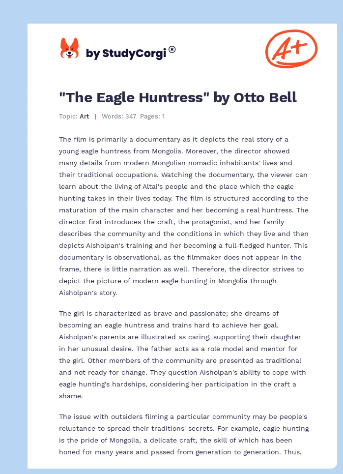 "The Eagle Huntress" by Otto Bell. Page 1