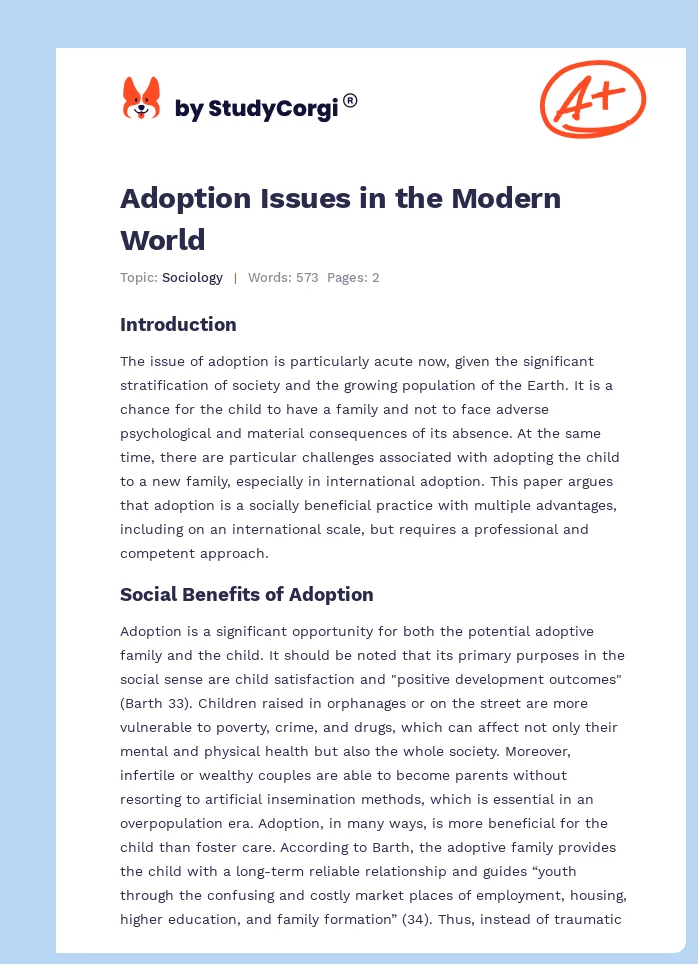 Adoption Issues in the Modern World. Page 1