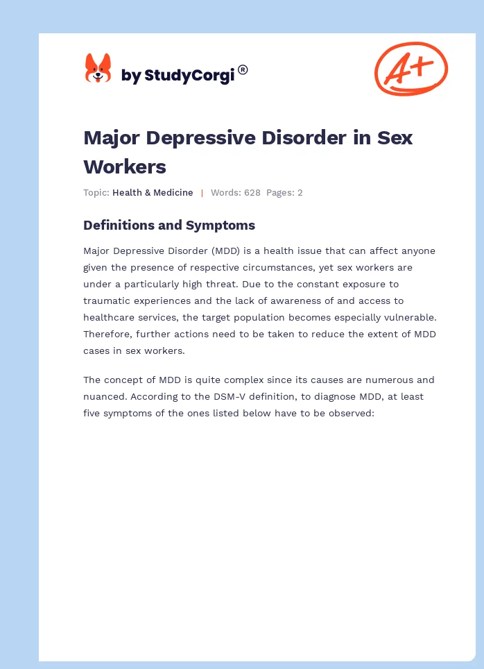 Major Depressive Disorder in Sex Workers. Page 1