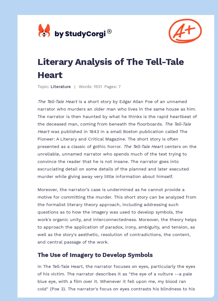 Literary Analysis of The Tell-Tale Heart. Page 1