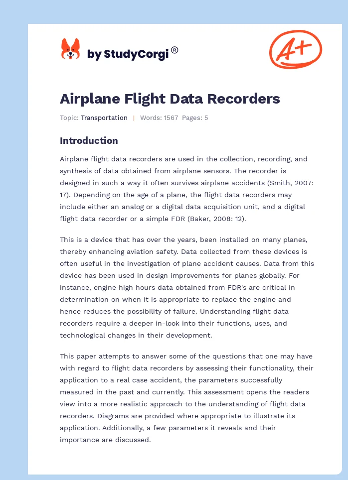 Airplane Flight Data Recorders. Page 1