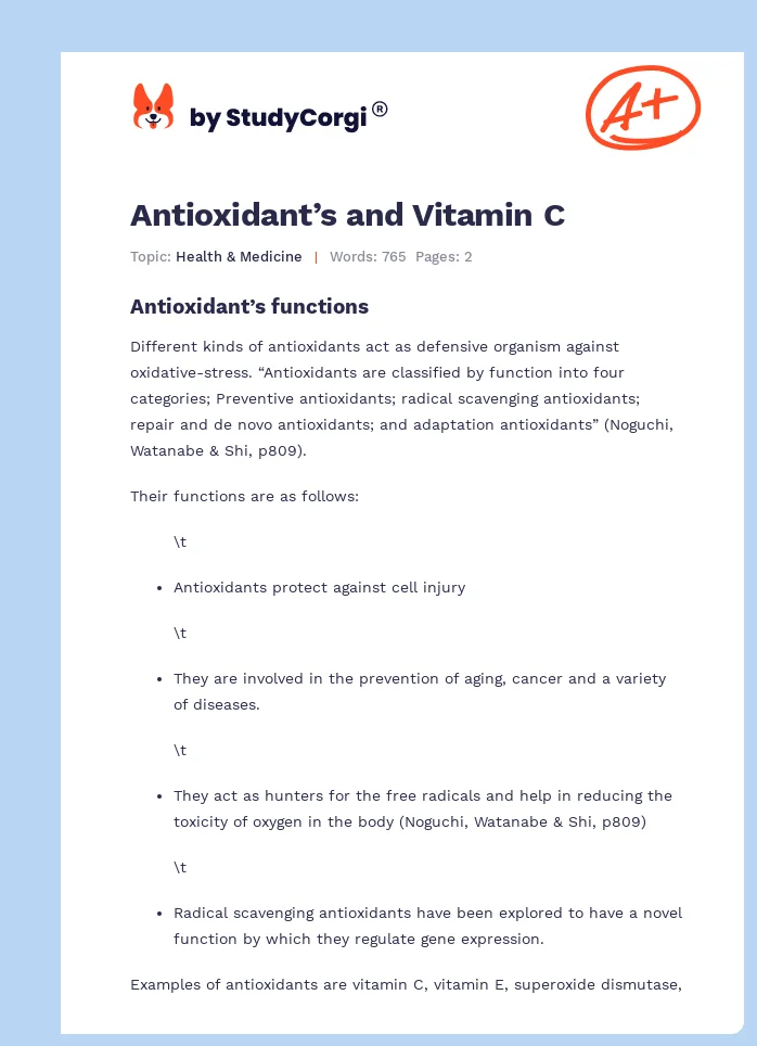 Antioxidant’s and Vitamin C. Page 1