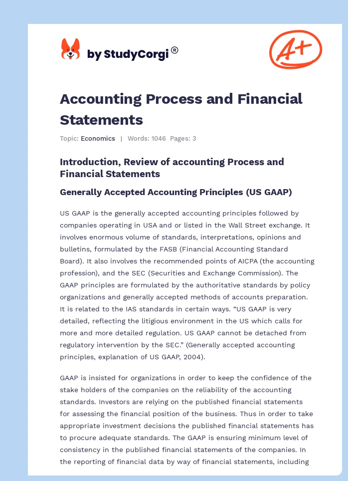 Accounting Process and Financial Statements. Page 1