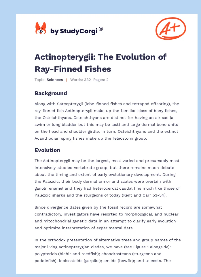 Actinopterygii: The Evolution of Ray-Finned Fishes. Page 1