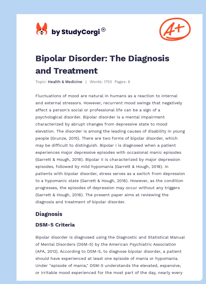 Bipolar Disorder: The Diagnosis and Treatment. Page 1