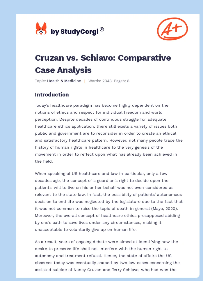 Cruzan vs. Schiavo: Comparative Case Analysis. Page 1
