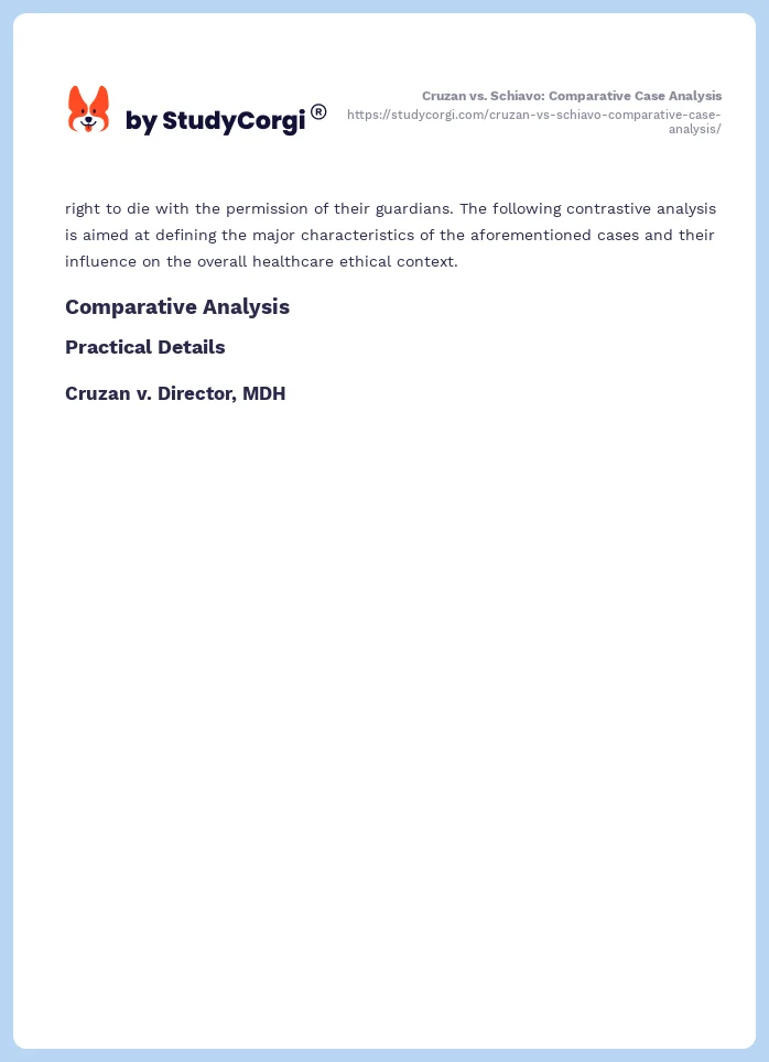 Cruzan vs. Schiavo: Comparative Case Analysis. Page 2