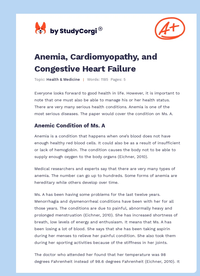 Anemia, Cardiomyopathy, and Congestive Heart Failure. Page 1