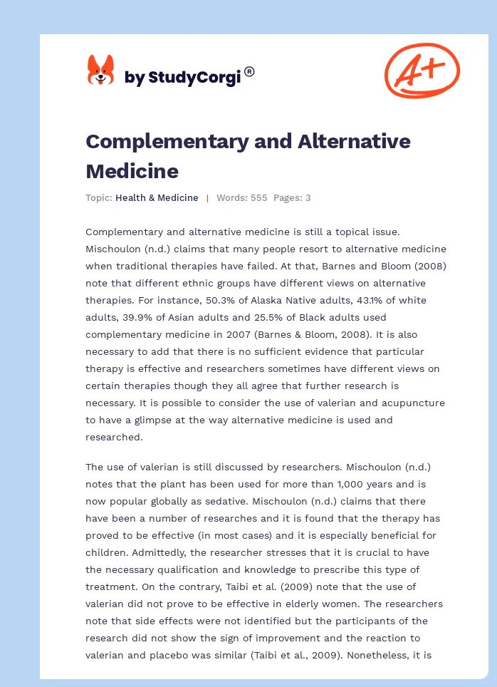 Complementary and Alternative Medicine. Page 1