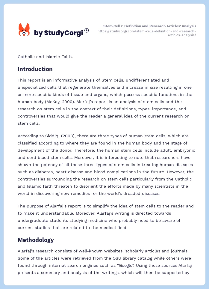 Stem Cells: Definition and Research Articles' Analysis. Page 2