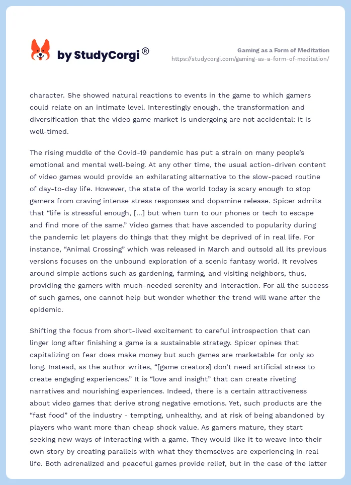Gaming as a Form of Meditation. Page 2