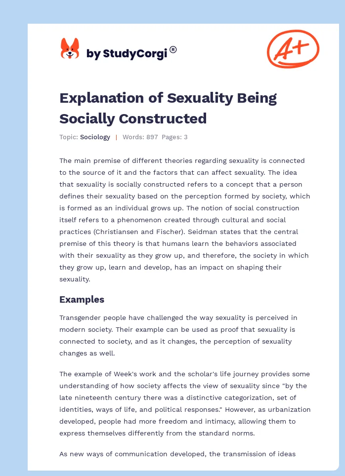 Explanation of Sexuality Being Socially Constructed. Page 1