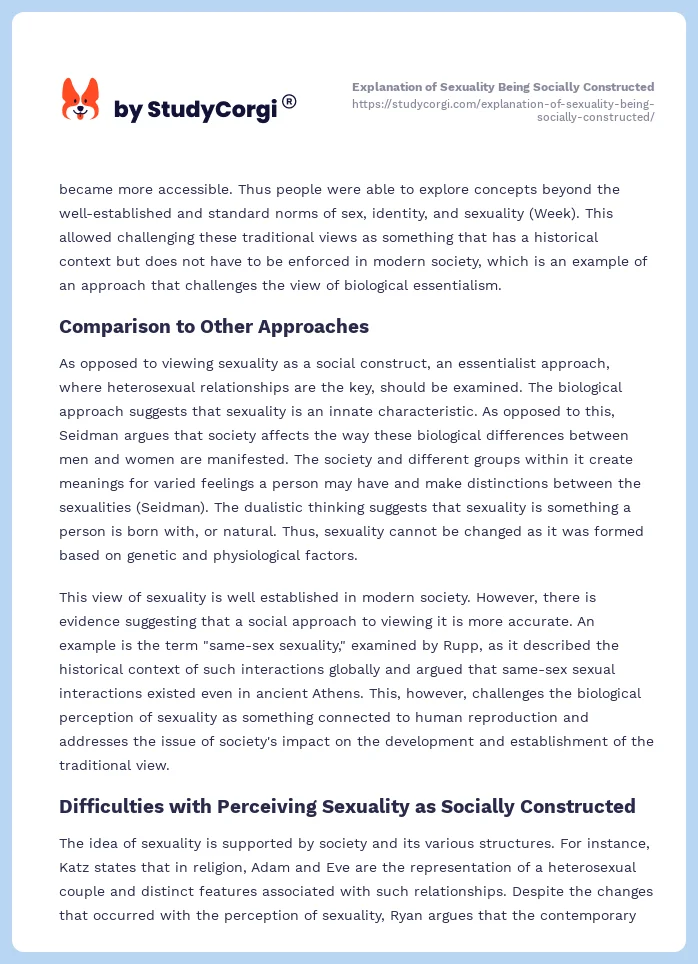 Explanation of Sexuality Being Socially Constructed. Page 2