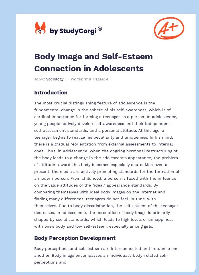 body image and self esteem essay