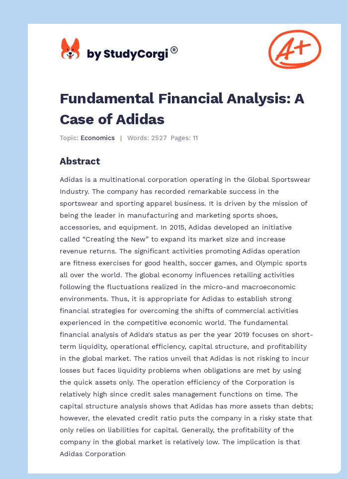 Fundamental Financial Analysis: A Case of Adidas. Page 1