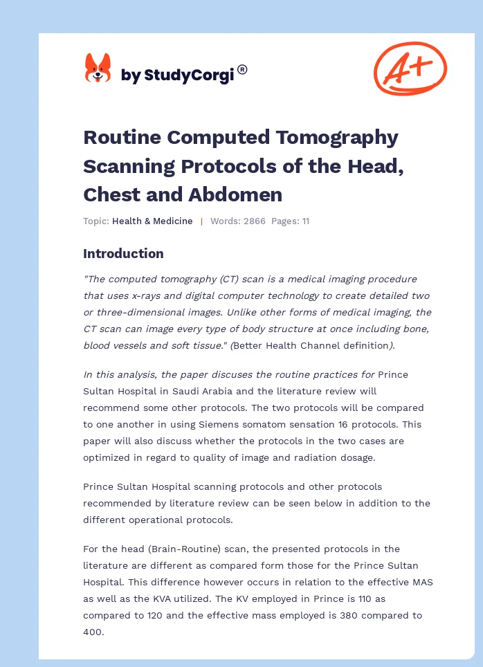 Routine Computed Tomography Scanning Protocols of the Head, Chest and Abdomen. Page 1