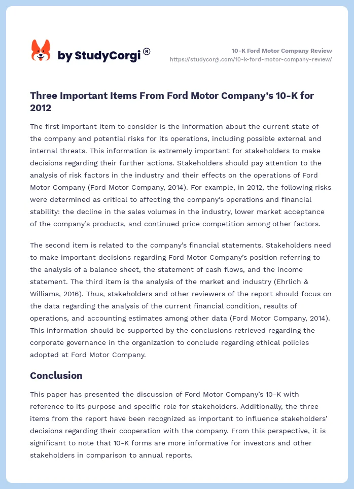 10-K Ford Motor Company Review. Page 2