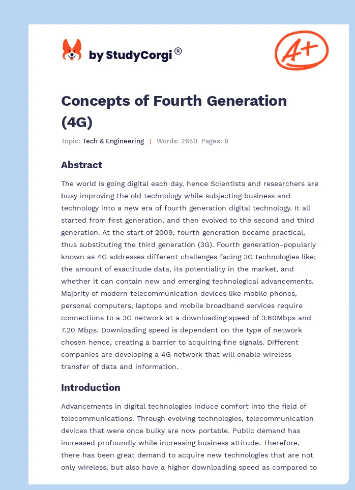 Concepts of Fourth Generation (4G). Page 1