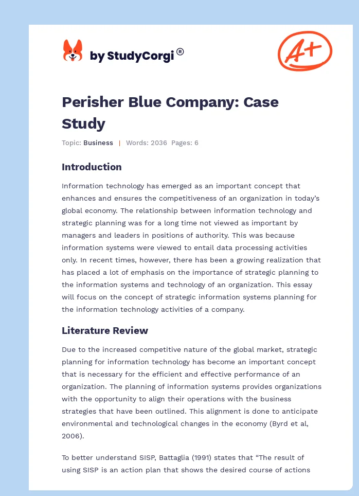 Perisher Blue Company: Case Study. Page 1