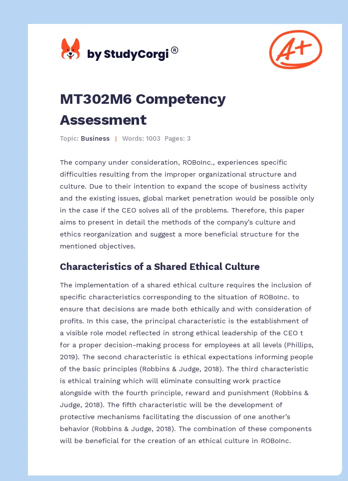 MT302M6 Competency Assessment. Page 1