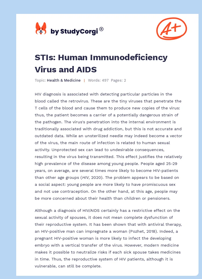 STIs: Human Immunodeficiency Virus and AIDS. Page 1