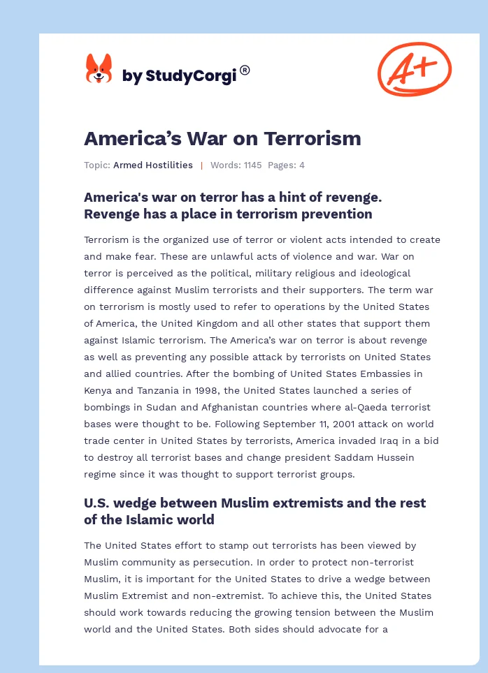 America’s War on Terrorism. Page 1