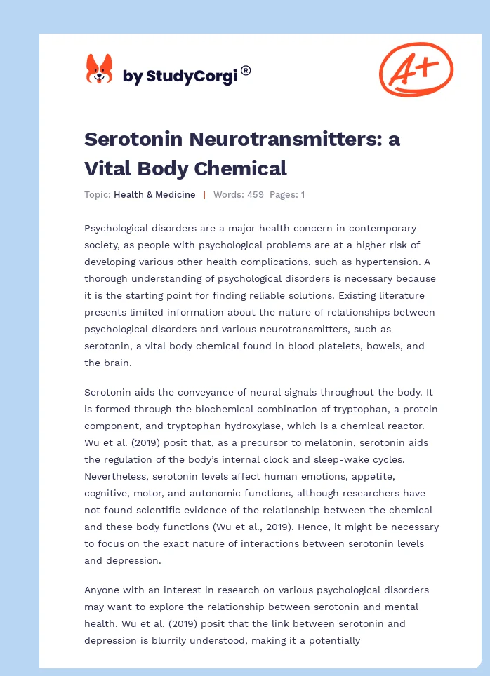 Serotonin Neurotransmitters: a Vital Body Chemical. Page 1