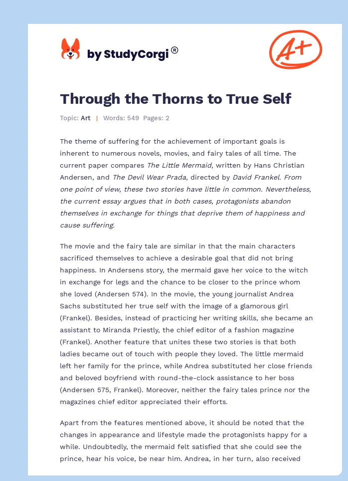 Through the Thorns to True Self. Page 1