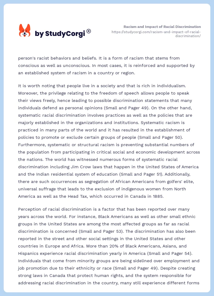 Racism and Impact of Racial Discrimination. Page 2